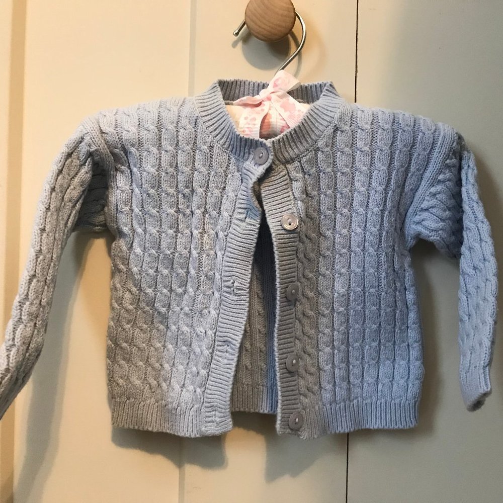 Hartstrings Baby Light Blue Cable Cardigan 3mo